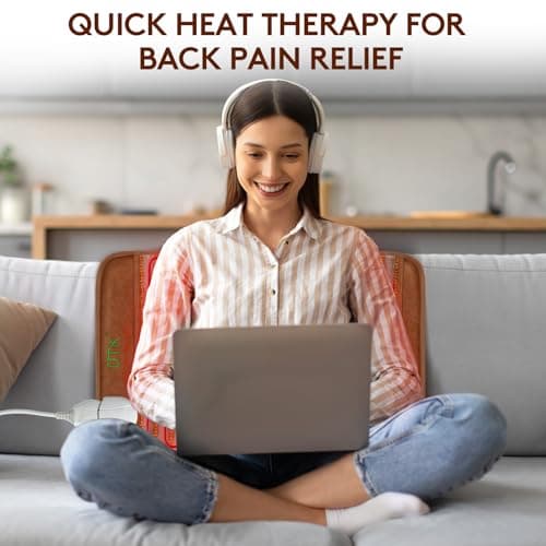 UTK Far Infrared Heating Pad, Weighted Heating Pad for Back Pain, 4-in-1 Photon Deep Therapy, 4H Auto Off, Hotter to 159℉, Overheat Protection, Memory Function, Gifts for Women,16'' x 24'' 9