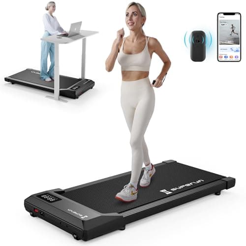 SupeRun Walking Pad, Under Desk Treadmills for Home and Office Small Space, 2.5 HP Portable Mini Jogging Machine with APP and Remote Control and LED Display, 300 Lbs Capacity