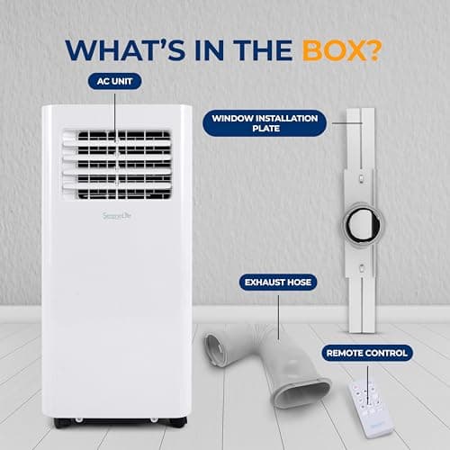 SereneLife Small Air Conditioner Portable 10,000 BTU with Built-in Dehumidifier - Portable AC unit for rooms up to 450 sq ft - WiFi app + Remote Control, Window Mount Exhaust Kit 7