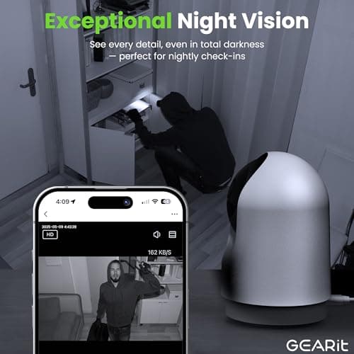 GEARit Smart Camera - Wireless Indoor Security Camera with Audio/Video for Home - Pet/Indoor Security - Ideal Home Monitoring, House Cameras, Dog Camera, No Subscription Needed 5