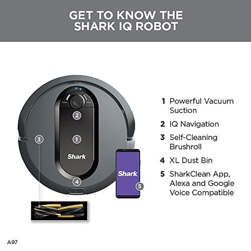 Shark IQ Robot Vacuum AV970 Self Cleaning Brushroll, Advanced Navigation, Perfect for Pet Hair, Works with Alexa, Wi Fi, xl dust bin, A black finish 8