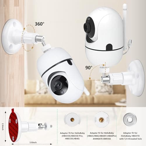 Baby Monitor Mount for HelloBaby HB65/HB40/HB6550/HB66/HB6339/HB6081/HB6550 Pro, ANMEATE SM935E, Adjustable Baby Monitor Wall Mount with Perfect View Angle and Easy Installation 4