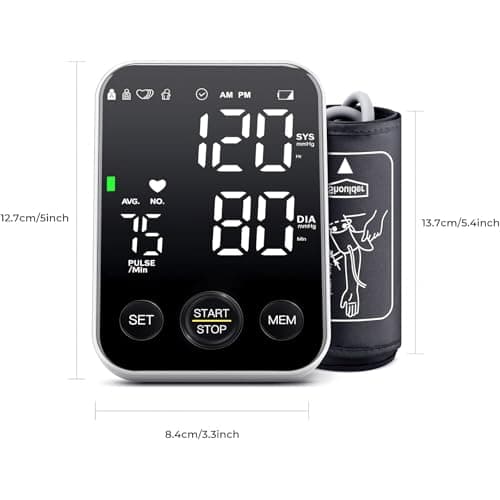 Oklar Blood Pressure Monitor Upper Arm Monitors for Home Use BP Machine Sphygmomanometer with 2x120 Reading Memory Adjustable Arm Cuff 8.7"-15.7" Large Display with LED Background Light Storage Bag 8