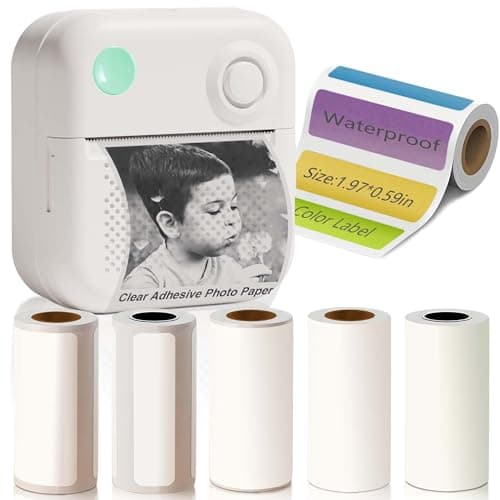 KEEPHOPE Label Maker Machine with 6 Waterproof Tapes, Thermal Label Maker, Portable Mini Bluetooth Label Printer with Clear Tape for Home, Kitchen, School, Office Organization