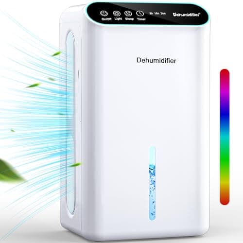 Dehumidifiers for Home, Up to 800 Sq.ft, 86oz Water Tank, Dehumidifiers for Bedroom with Essential Oil Diffuser, 7 Color LED Light, 24H Timer, Auto Shut-off, Ideal for Bathroom Basement Closet RV