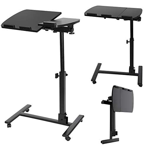 Nouva Portable Adjustable Height Overbed Table Mobile Bedside Table Rolling Computer Stand for Bed Sofa Home Office 6