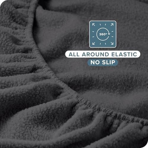 Bare Home Super Soft Fleece Fitted Sheet - Queen Size - Extra Plush Polar Fleece, No-Pilling - Deep Pocket - All Season Cozy Warmth (Queen, Grey) 5