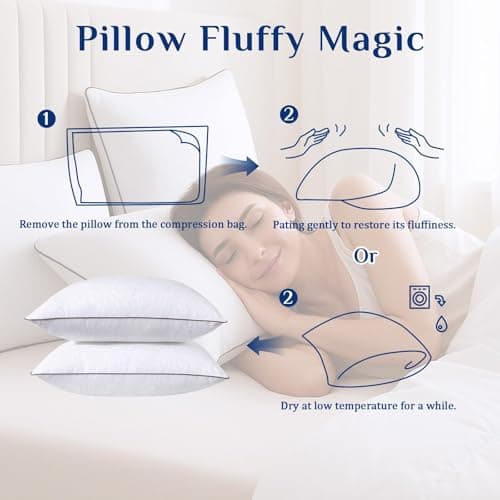 JOLLYVOGUE Standard Pillows Set for Sleeping, Cooling and Supportive Pillows Full Size for Side and Back Sleepers, Down Alternative Hotel Collection Sleeping Pillow 8