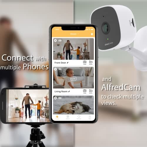 AlfredCam Indoor WiFi Security Camera, FullHD 1080P, 2.4G/WiFi, Continuous Recording, Motion Detection, Night Vision, Baby Monitor/Pet/Nanny Cam, App Powered (90M+ downloads) 5