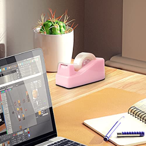 Yiautao 1Pcs Desktop Tape Dispenser Adhesive Roll Holder with Weighted Nonskid Base, Pink (Tape not Included) 7