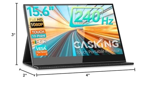 CASKING 240Hz Portable Monitor, 15.6-inch Portable Touchscreen,High Refresh Rate Portable Gaming Monitor, USB C HDMI Portable Monitor for PS5 Xbox Switch, Smart Case, VESA (C15T4) (C15T4) 6
