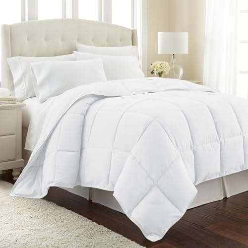 Southshore Fine Living, Inc. Twin Comforter/Duvet Insert, Down-Alternative White Twin/XL Comforter, Soft, Fluffy Comforters, Easy Care, Wrinkle Free, Pet Hair Resistant Bedding, Bright White