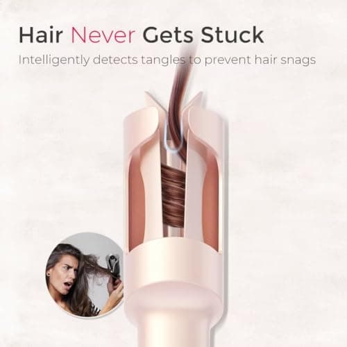Cordless Automatic Curling Iron 1 inch - TYMO CURLGO Rotating Curling Wand Anti-Scald & Tangle-Free for Easy Curls, Travel Hair Curler Portable, Rechargeable & Dual Voltage for 14-22" Hair, Gold Blush 7