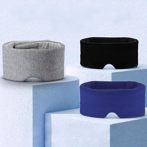 Cotton Sleep Eye Mask for Men Women, 100% Blocking Light Sleeping Mask for Side Sleeper, Soft Zero Pressure Cooling Blackout Eye Masks for Sleep, Eye Covers for Sleeping fits All Heads Adjustable 7