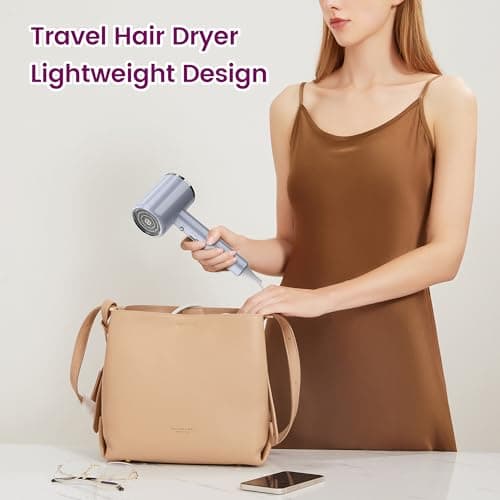 Hair Dryer Professional Ionic Blow Dryer Fast Drying for Women Men Kids, Hair Dryer Lightweight Portable Travel Hairdryer Styling Tools & Appliances with Styling Nozzle Reducing Frizz (Grey) 6