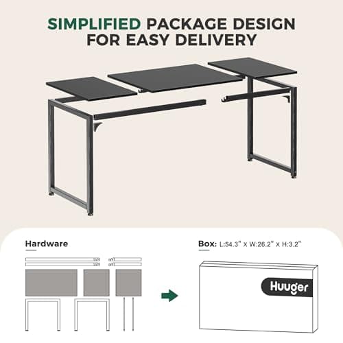Huuger Computer Desk, 70 Inch Office Desk, Gaming Desk with Storage, Writing Desk Work Desk for Home Office, Study, Long Simple Desk, Large Legroom, Metal Frame, Black 8