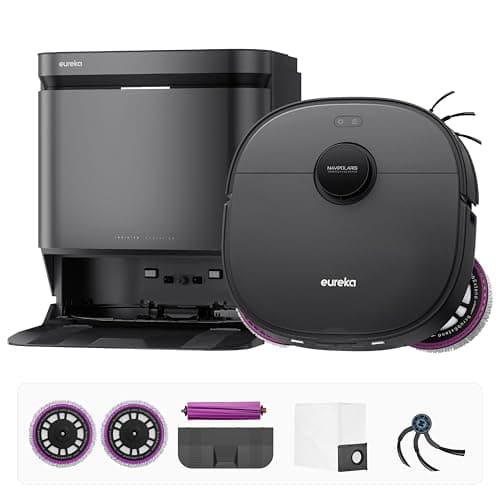 Eureka J15 Evo Ultra Self-Emptying Robot Vacuum Combo, 22,000 Pa Suction Auto Mop Lifting 131°F Hot Air Dry Scrub Extend Robotic Vacuum Cleaner 8