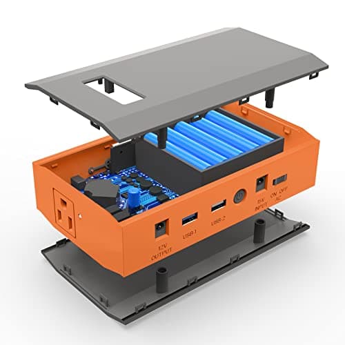 Portable Power Bank with AC Outlet, 65W 110V Portable Laptop Charger Battery Bank 23400mAh External Battery Pack Backup Power Source for Outdoor Tent Camping RV Home Office Smart Devices-Orange 9