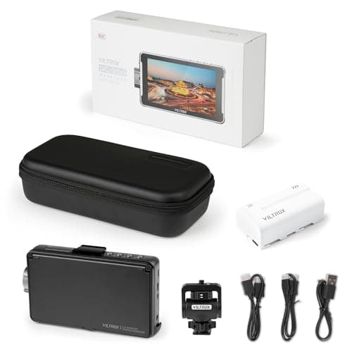 VILTROX 5.5 Inch 1200nits 4Kp30 HDMI Video Field Monitor, 10bit HDR Daylight Viewable 1920 x 1080 Portable Monitor Recorder, Hot Shoe Mount, Battery, Sunshine Hood 5