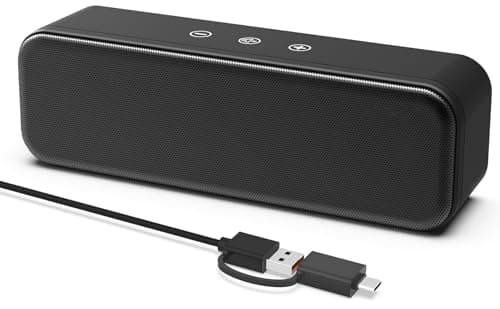 Computer Speakers for Desktop PC Laptop, Wired, USB Plug-in, External Speakers for Monitor, Small Computer Sound bar for PC, Loud Speaker with Deep Bass, Touch Control, Built-in USB-C to USB Adapter