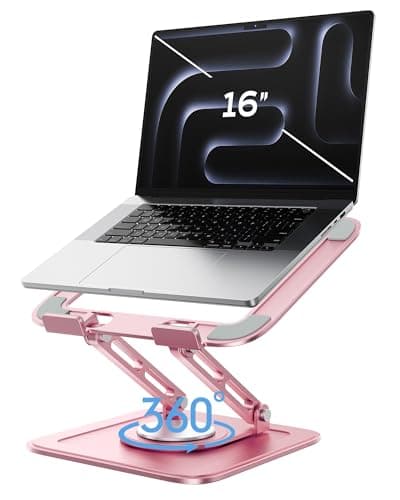 LOXP Adjustable Laptop Stand, Computer Stand with 360 Rotating Base, Ergonomic Laptop Riser Mount for Desk Foldable Protable Computer Desk Fits with MacBook Pro Air (10-16") - Pink