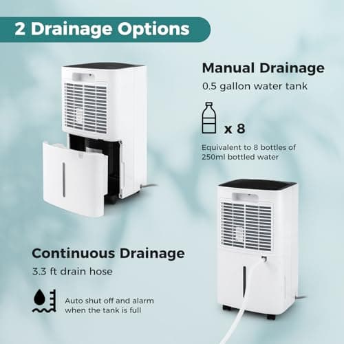 COSTWAY Dehumidifier for Large Room and Basements, Portable 30 Pints Dehumidifier with 3 Modes, 2 Speeds, Low Noise, 24H Timer, Auto or Manual Drainage 5