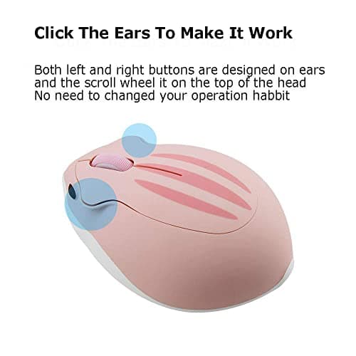 2.4GHz Wireless Mouse Cute Hamster Shape Less Noice Portable Mobile Optical 1200DPI USB Mice Cordless Mouse for PC Laptop Computer Notebook MacBook Gaming Kids Girl Men Women Adults Gift (Pink) 6