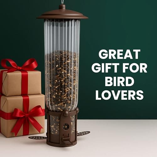 Perky-Pet 334-1SR Squirrel-Be-Gone Max Large Wild Bird Feeder with Flexports, Squirrel Proof Bird Feeder with Weight-Activated Perches - 4LB Seed Capacity 10