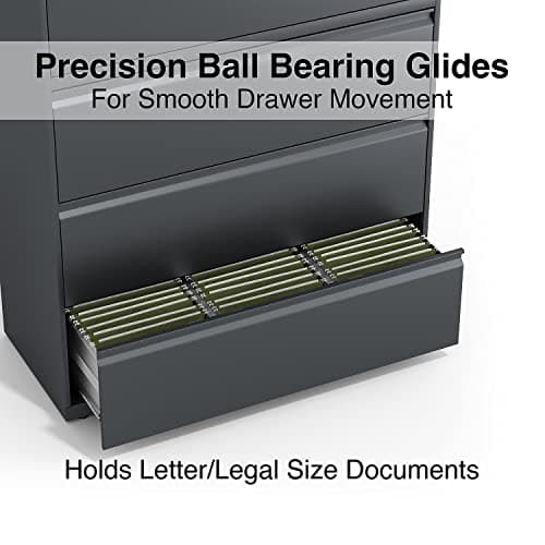 Lorell 4-Drawer Lateral File, 42 by 18-5/8 by 52-1/2-Inch, Charcoal 5