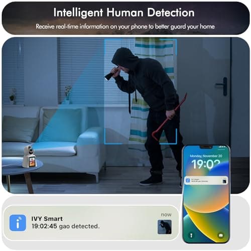 NAZRIO Home Two Way Audio & Video Camera, 2.8" Indoor 2K Cameras for Baby & Elderly Care, Pet/Dog/Cat Cam, AI Siren Security, Night Vision, Phone App, 2.4Ghz WiFi 5