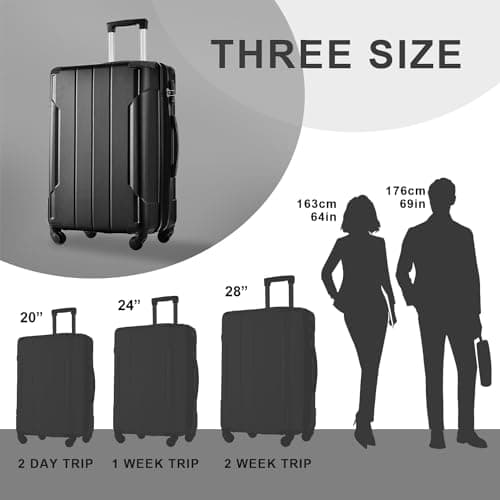 Merax 20 Inch Carry On Luggage with Wheels Aluminum Alloy Corner Hard Shell Suitcase TSA Luggage Suitcases for Travel Woman Men(Black) 7
