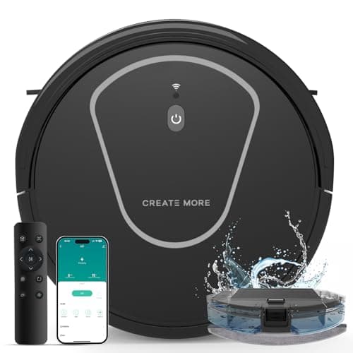 Bagotte Robot Vacuum and Mop Combo, 3 in 1 Vacuum Robot with 5000Pa Strong Suction,WiFi/App/Voice, Schedule, Self-Charging, Slim, Ideal for Hard Floor, Pet Hair, Carpet