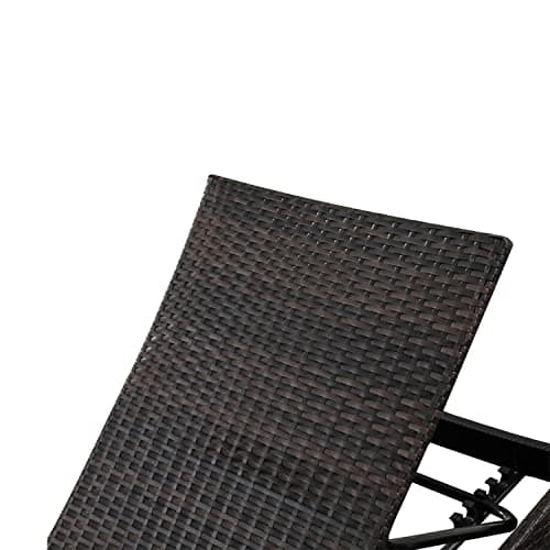 Asifom Outdoor Patio 4 Adjustable Backrest Chaise Lounger and 2 Side End Tables, 6 Piece Lounge Chair Patio Pool Outside Rattan Reclining Lounge Chairs with Coffee Table 6