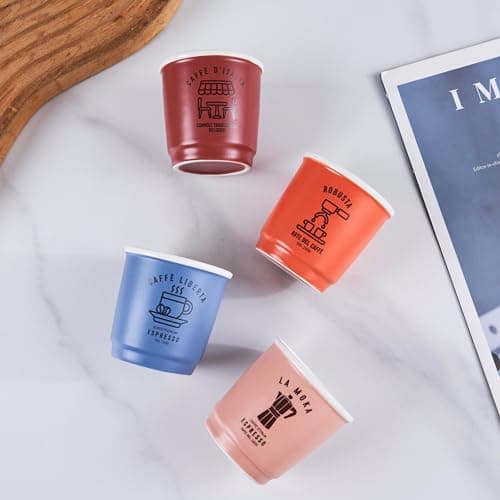 JAY'S WAREHOUSE Espresso Cups Set of 4 3oz, Demitasse Cups, Coffee Mugs, Espresso Mugs, Expresso Coffee Shots Cup, Small Coffee Cups, Espresso Glasses, Retro Cups 10