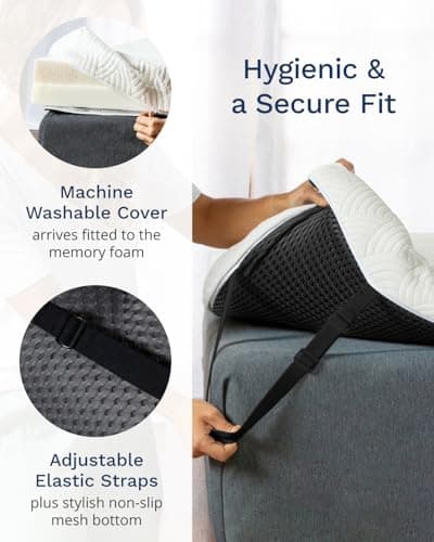 ViscoSoft 4 Inch Active Cooling Memory Foam Mattress Topper Queen - Select Copper-Infused Mattress Pad 7