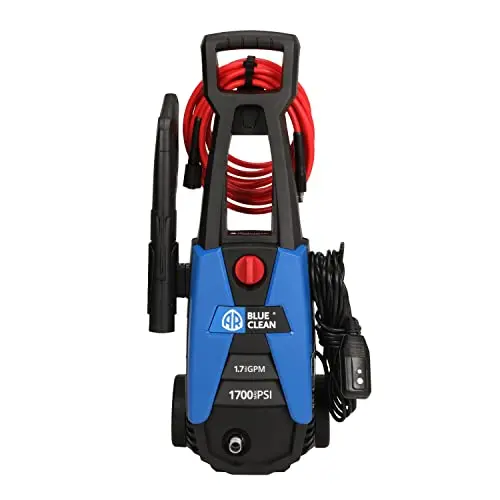 AR Blue Clean, BC142HS Electric Pressure Washer, 1700 PSI, 1.7 GPM, 11 AMP, 15 Degree Nozzle, Easy Squeeze Spray Gun, Foam Cannon, Extension Lance, 25' Hose, Compact Ergonomic Handle Design, 18 Lbs 5