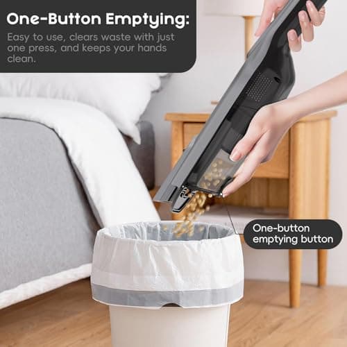 AYONTIN Rechargeable Handheld Vacuum, Lightweight Hand Vacuum Cordless, Powerful Suction, One-Touch Empty, LED Lights, Large Dust Cup for Home, Office, Car, Pet, Steel 6