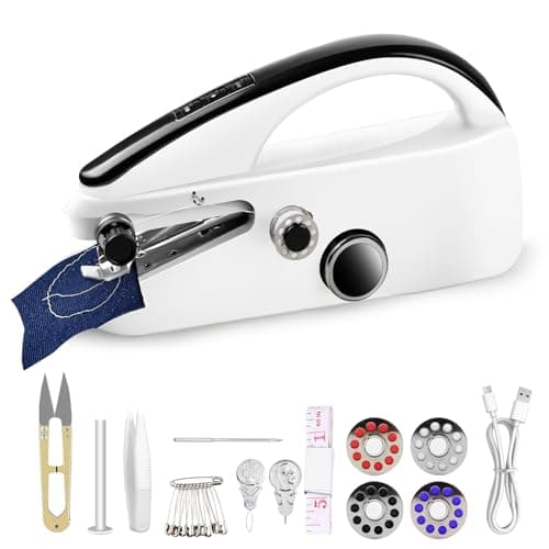Handheld Sewing Machine, Easy to Use Portable Electric Mini Sewing Machines for Beginners with Two Speeds, with Complete Accessories Kit, Suitable for Home, Travel and DIY