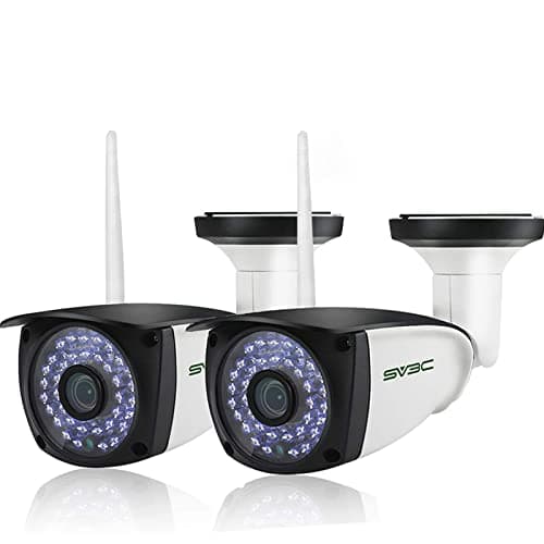 SV3C 2 Pack 5MP Outdoor Home Security Cameras, Dual Band 2.4G 5GHZ WiFi Camera, Onvif IP Cam with Human Motion Detect, RTSP Browser View, 2-Way Audio, SD Card Record, Metal Shell Waterproof, LAN Port