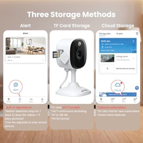 AOQEE 2K Cameras for Home Security-Outdoor/Indoor Camera for Dog/Cat/Pet/Nanny/Baby/Elderly, Color Night Vision, White Light, Siren, 24/7 SD Recordings, Works with Alexa, Plug in (C1-White-2pack-2.4G) 6