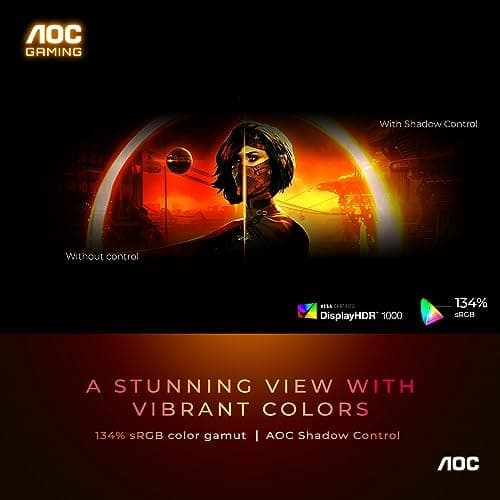 AOC Q27G3XMN 27" QHD Gaming Monitor, 2560x1440, Mini LED, 180Hz 1ms GtG, HDR 1000, sRGB137.5%, HDMI 2.0 x 1, DisplayPort 1.4 x1, Adaptive Sync, 3-Year Zero-Bright-dot 5