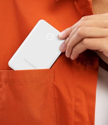 miisso 6000mah Ultra Slim Built in Cables Power Bank, Card Size Built in USB C Cords Battery Pack Portable Charger for Phones, 3 Output External Battery Pack Compatible with iPhone, Snow White 8