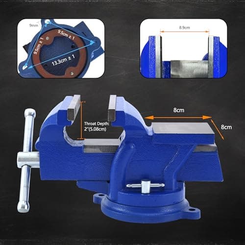 Economic Bench Vise, 360° Swivel Locking Base Bench Clamp with 125mm Vise Jaw, Clamp-on Merchanic Vice Desktop Clamp for Woodworking, Drilling (6'' Jaw) 5