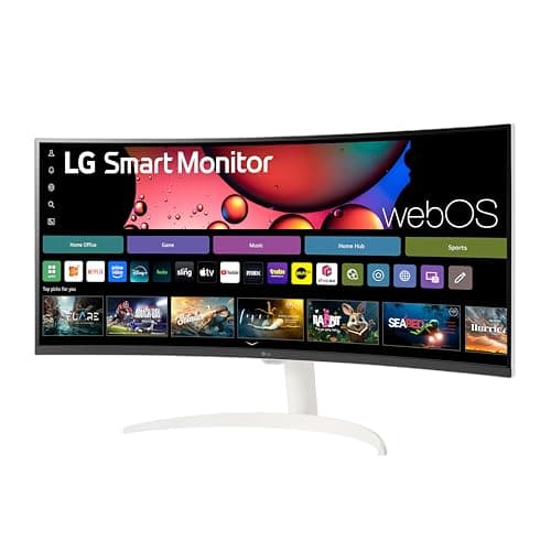 LG 34SR60QC-W 34-inch QHD (3440x1440) Curved Smart Monitor with Streaming, UltraWide Screen, webOS, HDR10, 100Hz, Built-in Speaker, AirPlay2, Screen Share, Bluetooth, ThinQ App, White 9