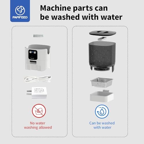 PAPIFEED Automatic Cat Feeder Adjustable Angle‌ Two-Way Audio 2.4G WiFi Pet Feeder with Camera Easy to Clean Detachable Feeding Schedule 1-10 Meals Per Day Perfect for Cats Small Dogs 6L Capacity 7