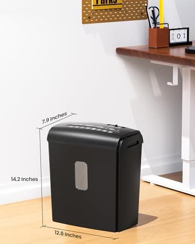 Locksworth 8-Sheet Micro Cut Paper Shredder P-4 High Security for Home Office Use with Handle, Shreds Credit Card/Staple 4 Gallons(Black) Visual Window Wastebasket 7