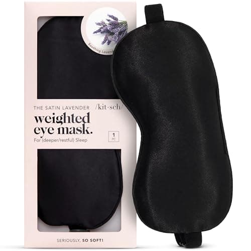 Kitsch Weighted Satin Sleep Mask - Weighted Eye Masks for Sleep and Travel - Lavender Ultra-Soft Sleeping Eye Mask for Women and Men - Light Blocking, Adjustable Strap, (4.1oz/116g)