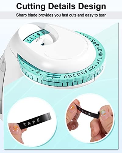 Embossing Label Maker, Omega S Vintage Embossed Label Maker, Retro Embosser Labeler with 6 Rolls 3D Embossing Label Tapes, Old School Label Printer, Waterproof for Home Office Kids DIY Crafting, Green 7
