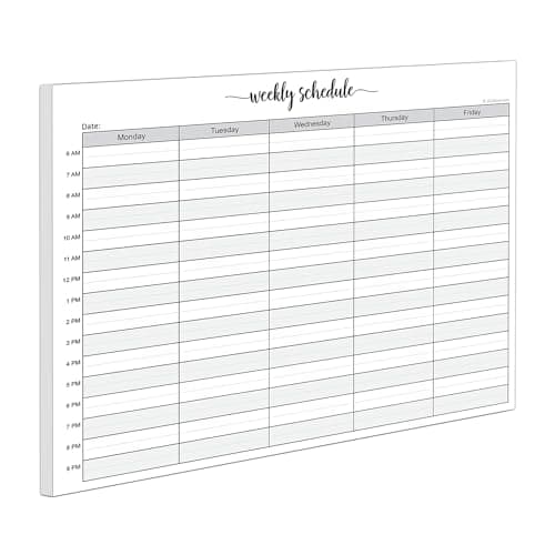 321Done Weekly Schedule Planning Notepad - 50 Sheets (8.5x11) – Hourly Appointment Productivity Weekly Planner Tear-Off Note Pad - Cute Simple Script Large Letter Size - Made in the USA