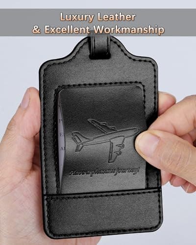 3 Pack Luggage Tags - Quick Install, Privacy Protection, Airplane Travel Essentials for Suitcases, Durable Leather - Black 7